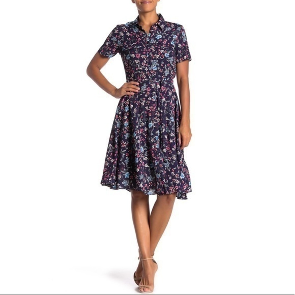 Nanette Lepore Blue A-Line Polo Collar Mini Dress